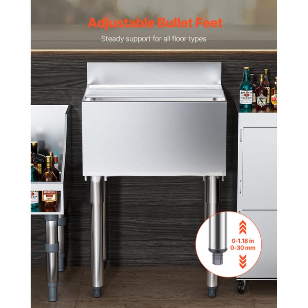Isbehållare, 61 L 61x48.2x93.7 cm rostfritt stål, förvaring