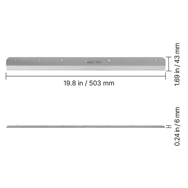 Pappersskärare blad, 503x43x6 mm, Stål