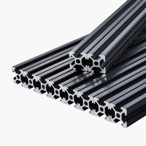 Aluminiumprofil, 1500x20x20 mm, Svart, Anodiserad Linjärskena