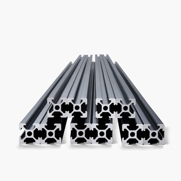 Aluminiumprofil, 1500x20x20 mm, Svart, Anodiserad Linjärskena