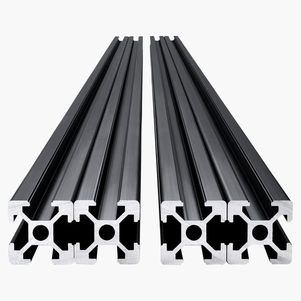 Alumiiniprofiili, 1200x20x20 mm, musta, korkean lujuuden kisko