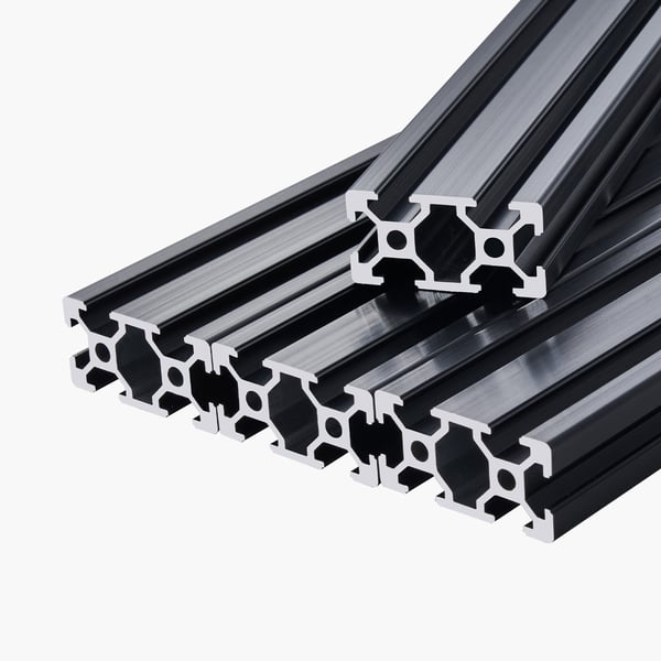 Aluminiumprofilskena, 1500x20x40 mm, Svart, Anodiserad linjärskena