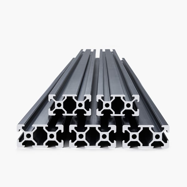 Aluminiumprofilskena, 1500x20x40 mm, Svart, Anodiserad linjärskena
