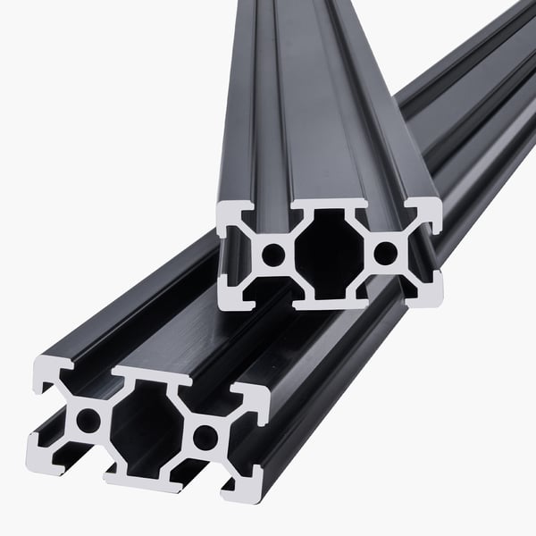 Aluminiumprofilskena, 1500x20x40 mm, Svart, Anodiserad linjärskena