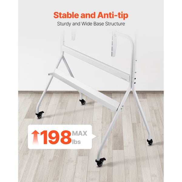 Rullende TV-stander, 1130x635x1520 cm, Sort, Justerbar mobilvogn