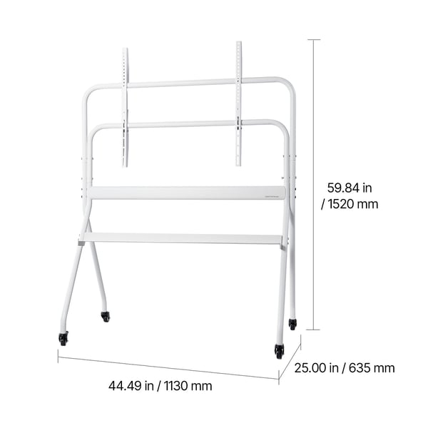 Rullende TV-stander, 1130x635x1520 cm, Sort, Justerbar mobilvogn