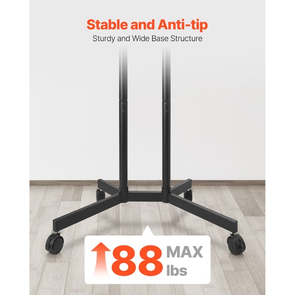 TV-bord, Rullende mobil TV-vogn højdejusterbar, 69,5x46x135,5~154 cm