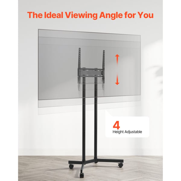 TV-bord, Rullende mobil TV-vogn højdejusterbar, 69,5x46x135,5~154 cm