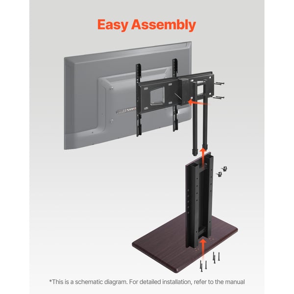 TV-bord, Universalt bordstativ, 66x40x106,5-134 cm, Justerbart, Sort, Metal