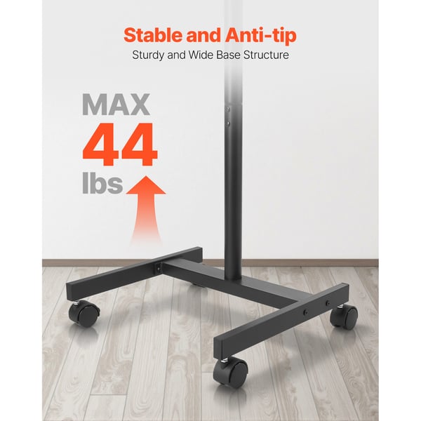 TV-bord, Rullende mobil TV-stander 47x42x136,5 cm, Sort, Justerbar