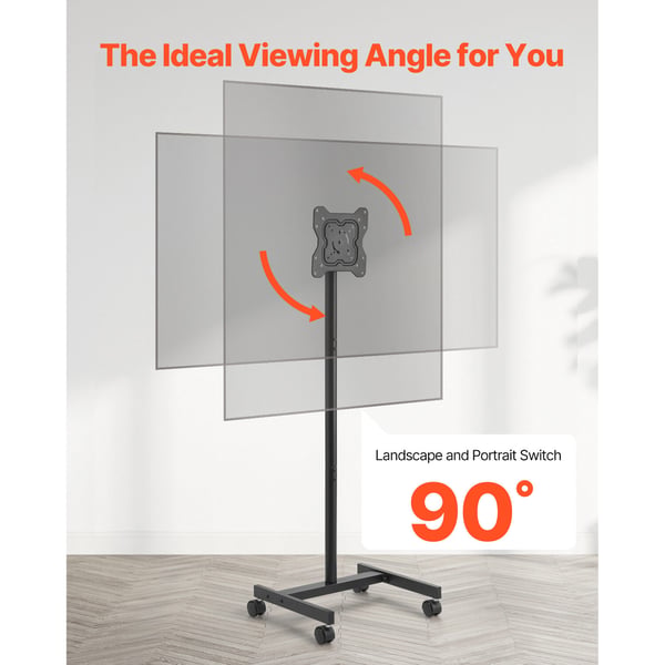 TV-bord, Rullende mobil TV-stander 47x42x136,5 cm, Sort, Justerbar