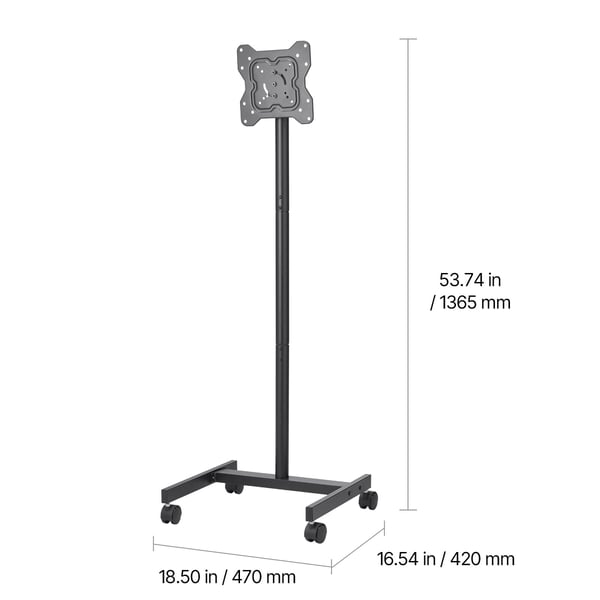 TV-bord, Rullende mobil TV-stander 47x42x136,5 cm, Sort, Justerbar