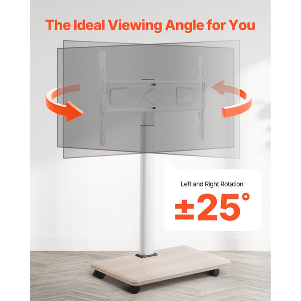 TV-bord, Rullende mobil TV-vogn, 66x38x114,5-135 cm, Justerbar, Metal