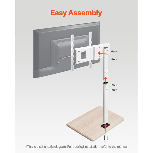 TV-bord, Rullende mobil TV-vogn, 66x38x114,5-135 cm, Justerbar, Metal