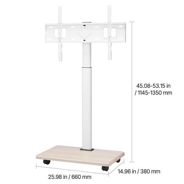 TV-bord, Rullende mobil TV-vogn, 66x38x114,5-135 cm, Justerbar, Metal
