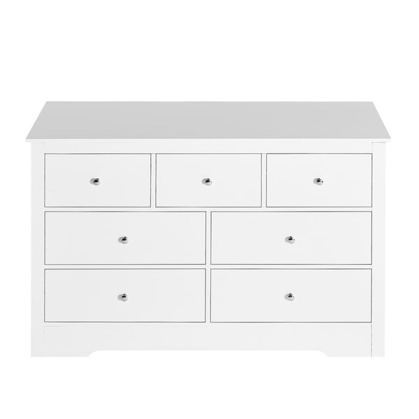 Byrå, 7-lådig träbyrå, 40x119,9x81,3 cm, Ljus trä