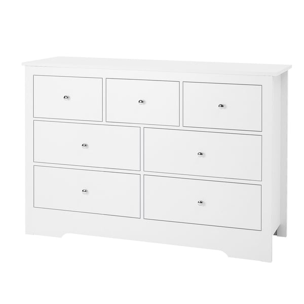 Byrå, 7-lådig träbyrå, 40x119,9x81,3 cm, Ljus trä