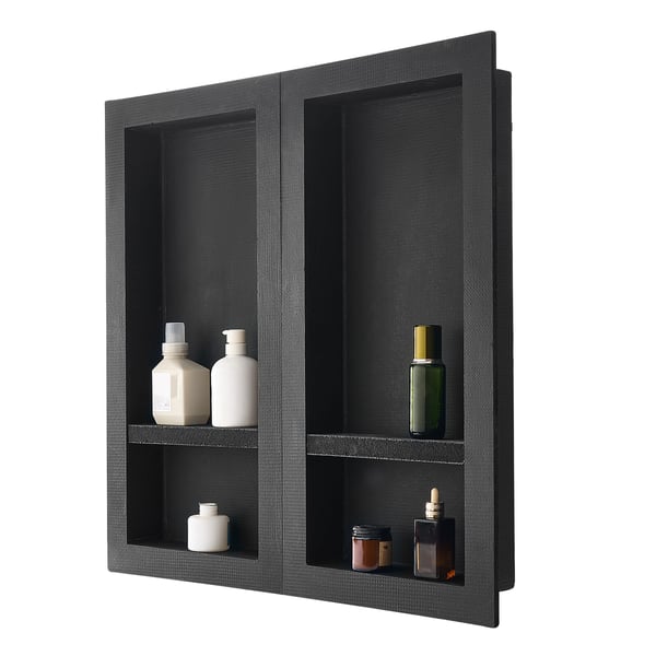 Bruseniche, 10,2x40,6x81,3 cm + 10,2x40,6x81,3 cm, Sort, Vandtæt Opbevaring