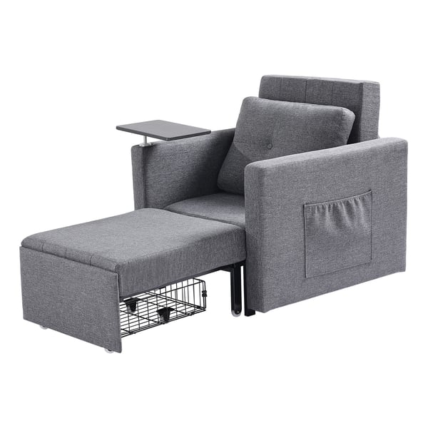 Bäddsoffa, 87,2x81x81 cm, Grå, Linneväv
