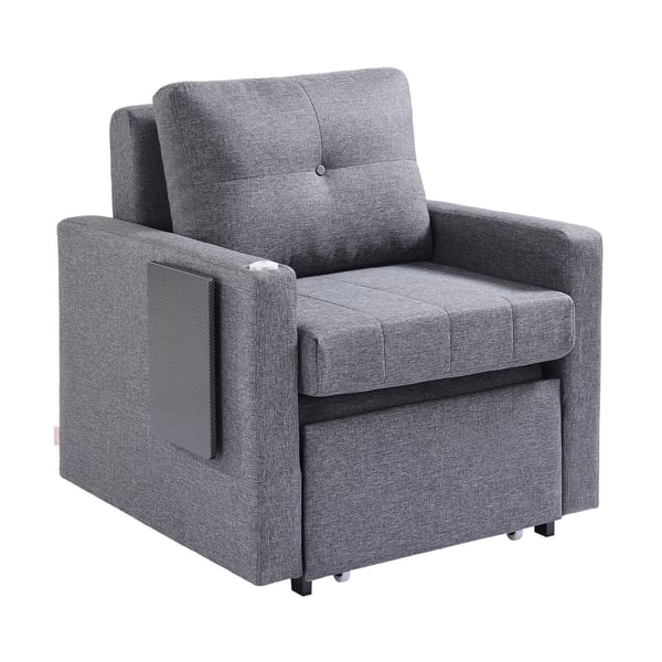 Bäddsoffa, 87,2x81x81 cm, Grå, Linneväv