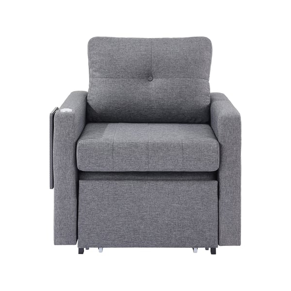 Bäddsoffa, 87,2x81x81 cm, Grå, Linneväv