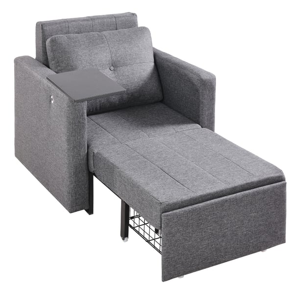 Bäddsoffa, 87,2x81x81 cm, Grå, Linneväv