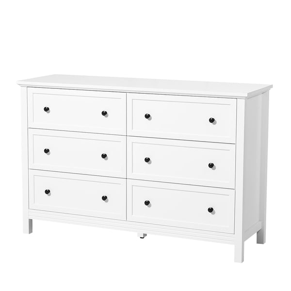 Lipasto, 6-laatikkoinen puinen laatikosto, 39,6x120,1x78,7 cm, valkoinen, säilytys