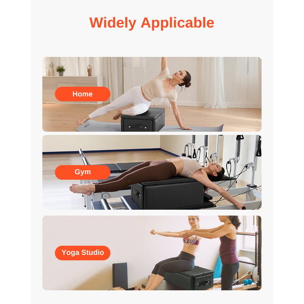Pilates Reformer-boks, 63,5x43,5x22,9 cm, Sort, PU og træ