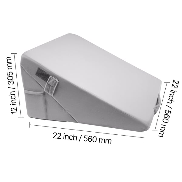 Kilepude, Justerbar ortopædisk sengekile, 56x77x30 cm, Lysegrå, Skum