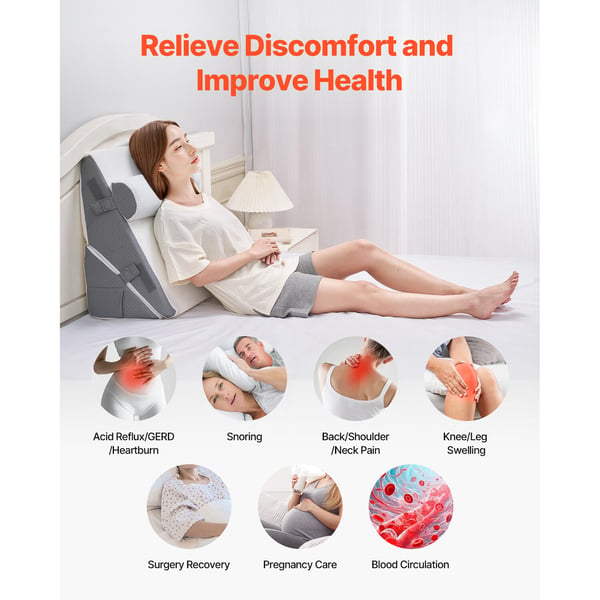 Sengekilepudesæt, 56x56x77 cm, Hvid/Grå, Skumstøtte