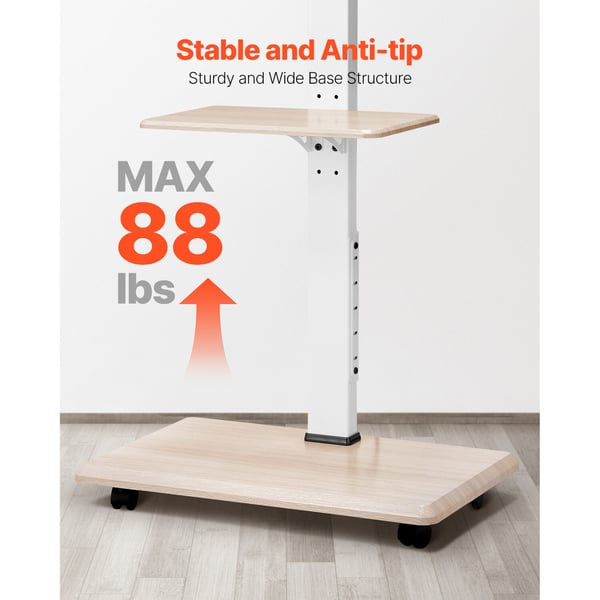 TV-bänk, Rullande mobil TV-vagn, 66x38x136,5-162 cm, Justerbar