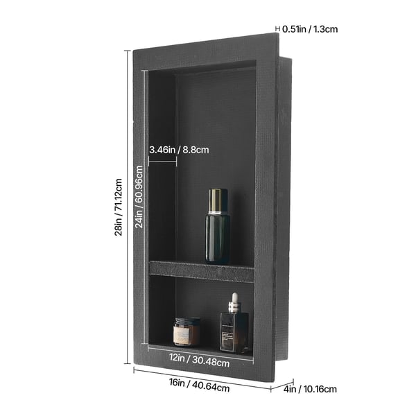 Bruseniche 40,6x71,1x10,2 cm Sort, vandtæt opbevaring