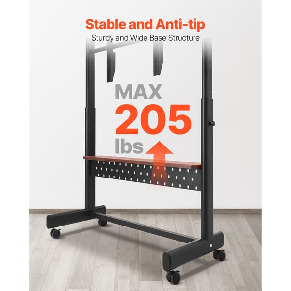 Rullende TV-stander, 99,5x46,3x157,8 cm, Sort, Justerbar, Mobil