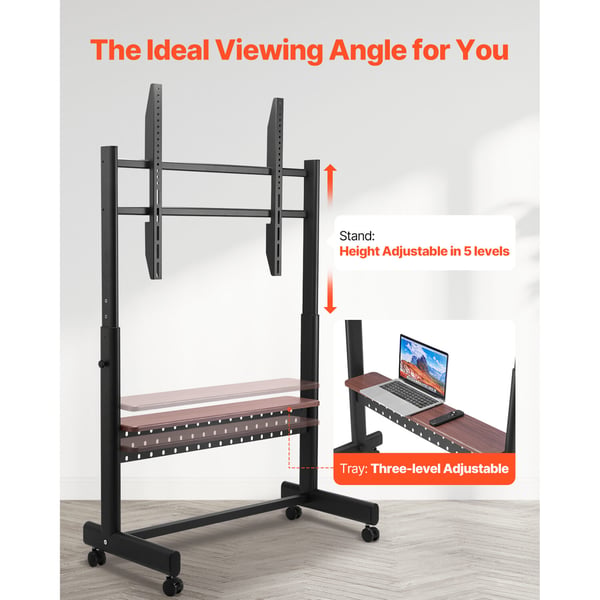 Rullende TV-stander, 99,5x46,3x157,8 cm, Sort, Justerbar, Mobil