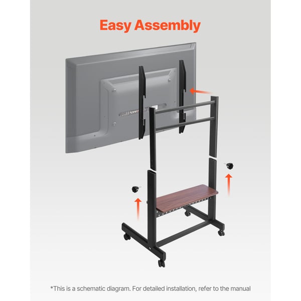 Rullende TV-stander, 99,5x46,3x157,8 cm, Sort, Justerbar, Mobil
