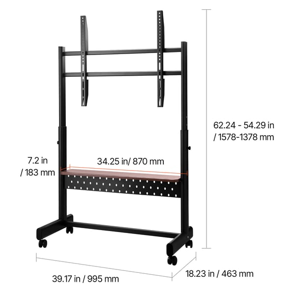 Rullende TV-stander, 99,5x46,3x157,8 cm, Sort, Justerbar, Mobil