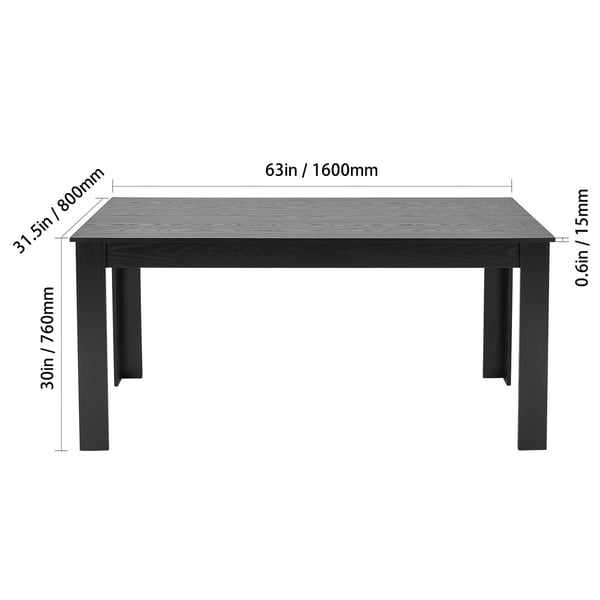 Matbord, 160x80x76 cm, Svart, Trä