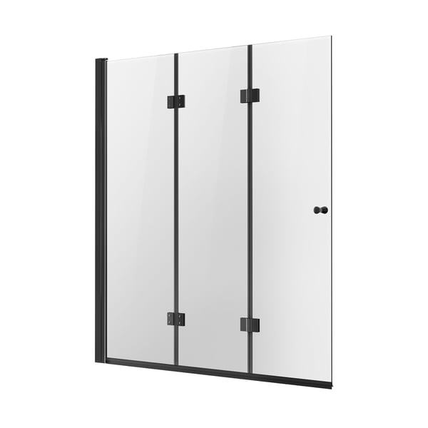 Badkarsduschdörr, 129.5x142.2 cm, Svart, Härdat glas