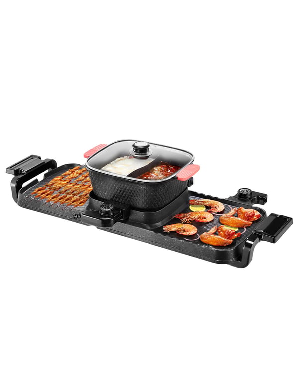 Hot Pot med Grill, 77x28.2x19.8 cm, Non-stick, Elektrisk apparat