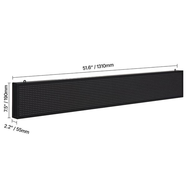 Programmerbart LED-skilt, 131x19x5,5 cm, Fuld farve, Reklameskærm