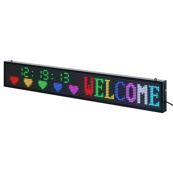 Programmerbart LED-skilt, 131x19x5,5 cm, Fuld farve, Reklameskærm
