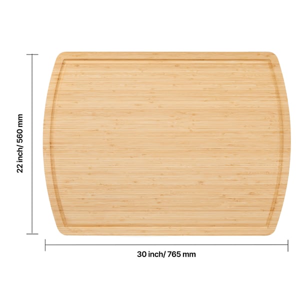 Spishällsskydd, Skärbräda i bambuträ med saftspår, 76,2x55,88 cm, Natur, kök