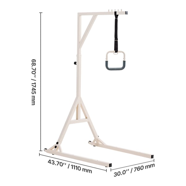 Trapezstang, højdejusterbar med gulvstativ, 111x76x174,5 cm, mobilitetshjælp, stål
