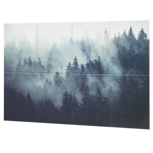 Akustikpaneler, 8-pack konst ljuddämpande väggplattor 160x60x1 cm, skog, polyesterfiber