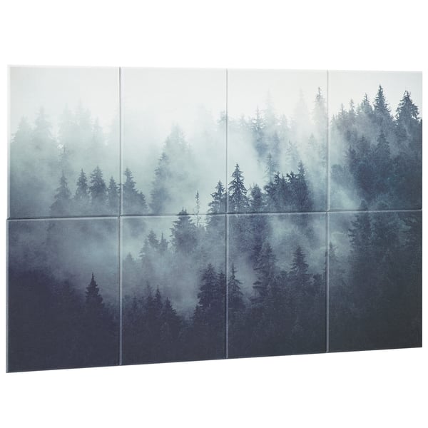 Akustikpaneler, 8-pak kunst lydisolerende vægfliser 160x60x1 cm, Skov, Polyesterfiber