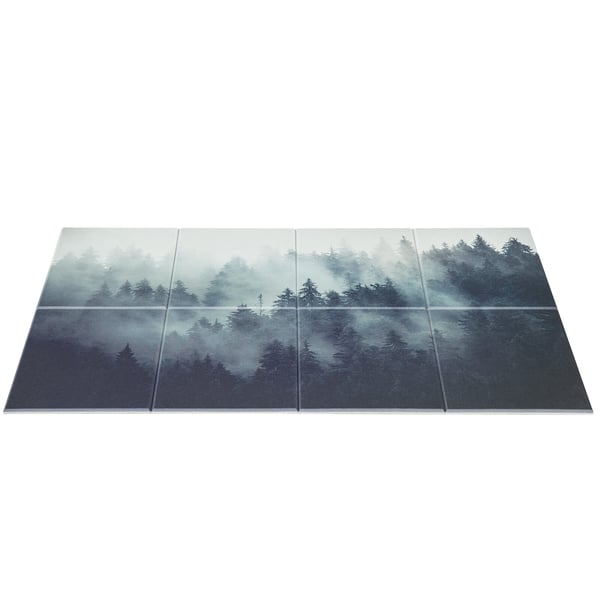 Akustikpaneler, 8-pak kunst lydisolerende vægfliser 160x60x1 cm, Skov, Polyesterfiber