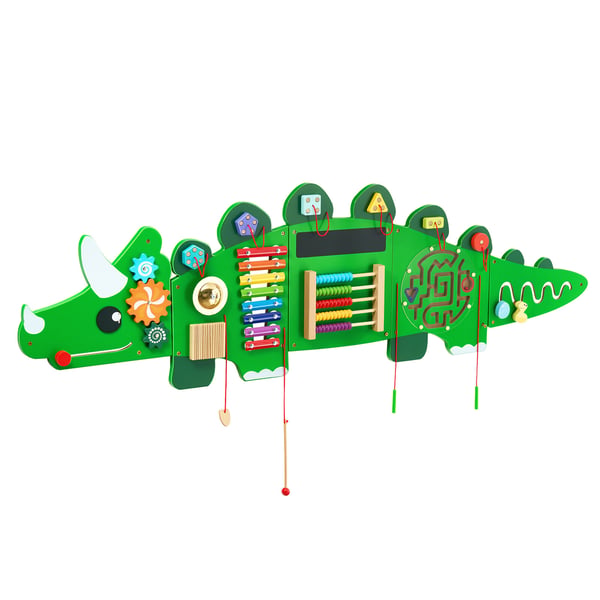 Aktivitetsväggpanel, Dinosaurie, 152.5x44.5x4.8 cm, Flerfärgad, Montessori-leksak
