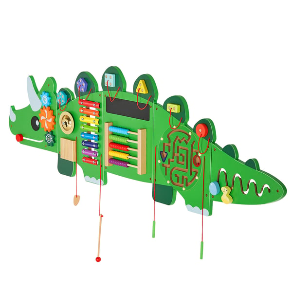 Aktivitetsväggpanel, Dinosaurie, 152.5x44.5x4.8 cm, Flerfärgad, Montessori-leksak