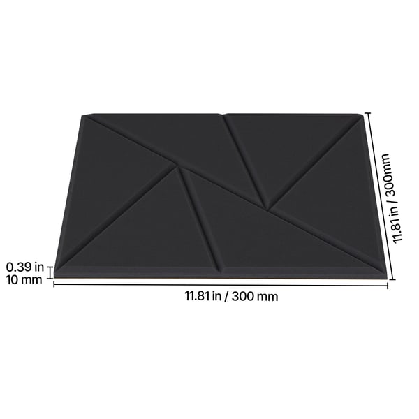 Akustikpaneler, 18 stk., 30x30x1 cm, Sort, Polyesterfiber
