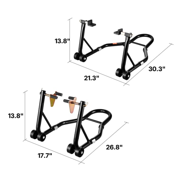 Motorcykelstativ løft, 68x45x35 cm, Sort, Stål